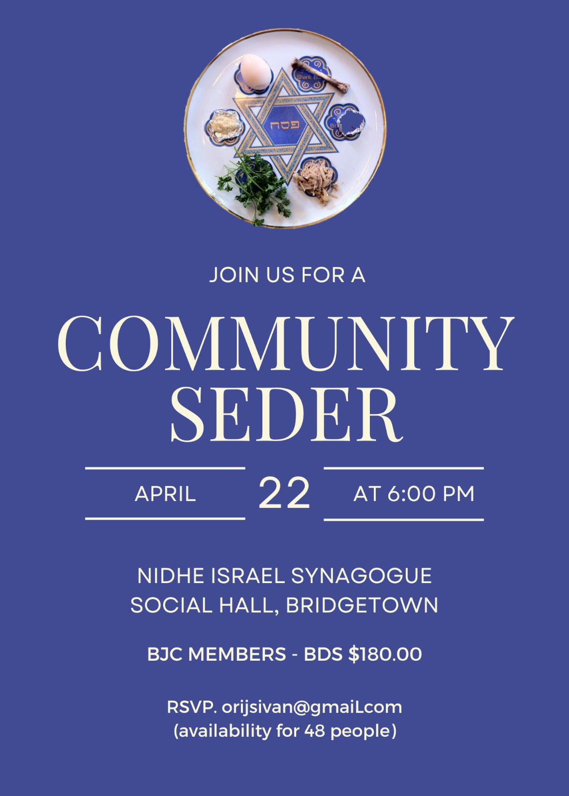 JOIN US FOR OUR COMMUNITY SEDER