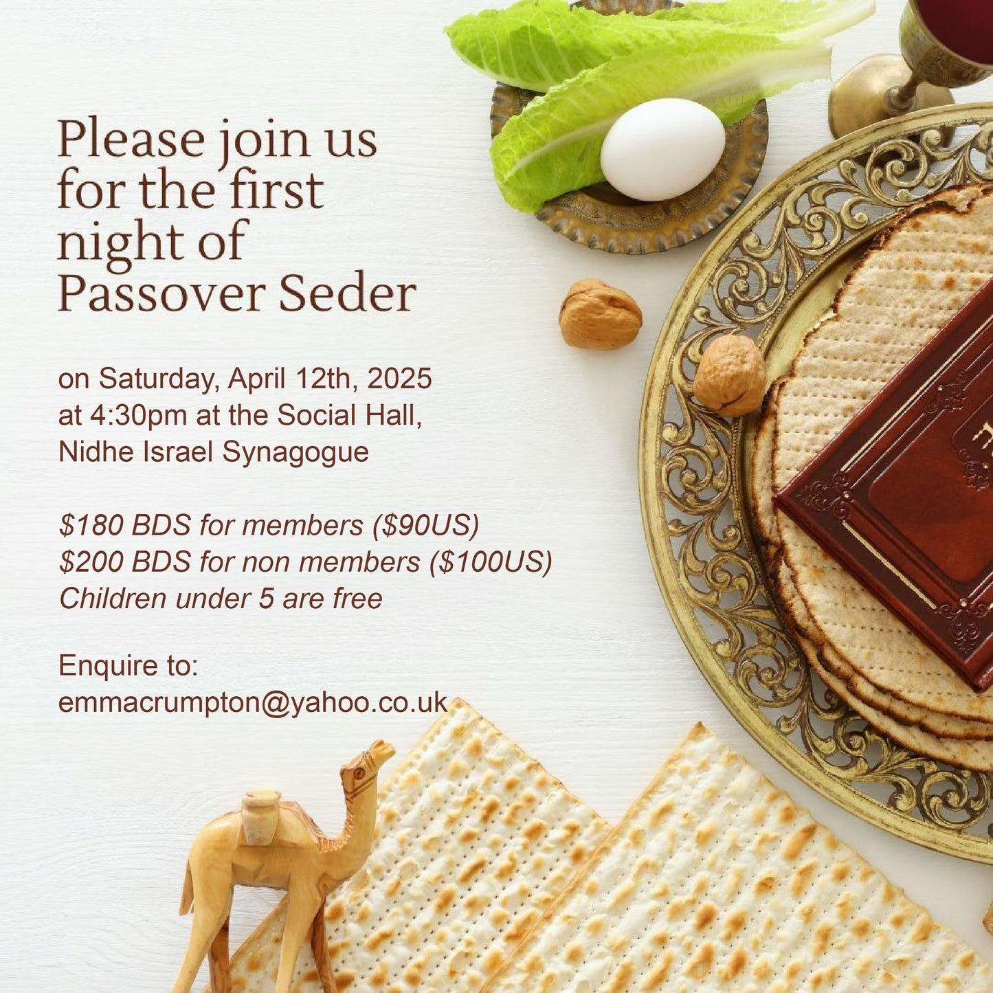 JOIN US FOR OUR COMMUNITY SEDER